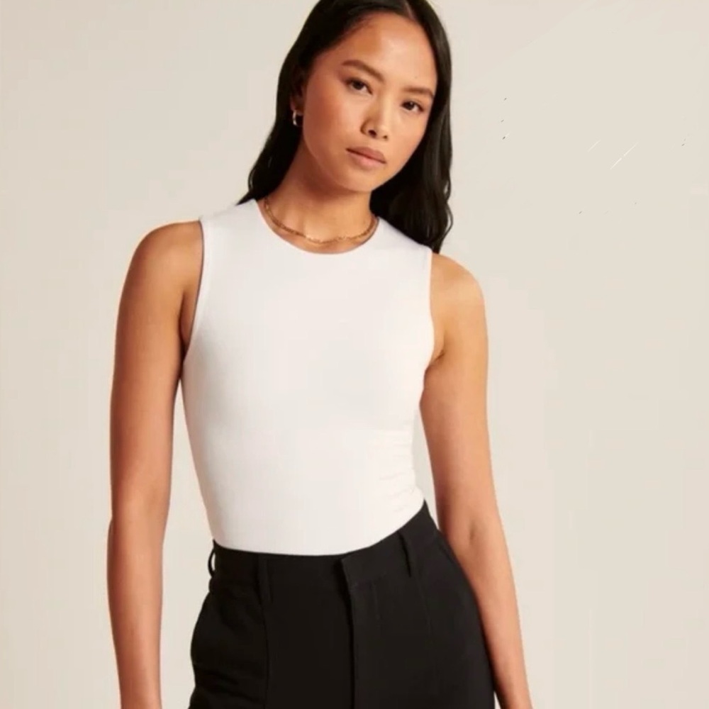 Abercrombie & Fitch Soft Collection Sleeveless Bodysuit in White